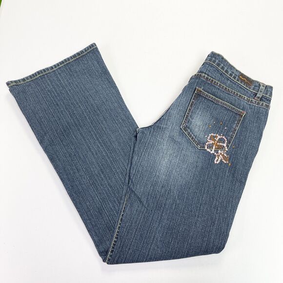 Y2K American Rag CIE Jeans Womens 9 Boot Cut Sequin Low Rise Western Retro Bling - Picture 11 of 11